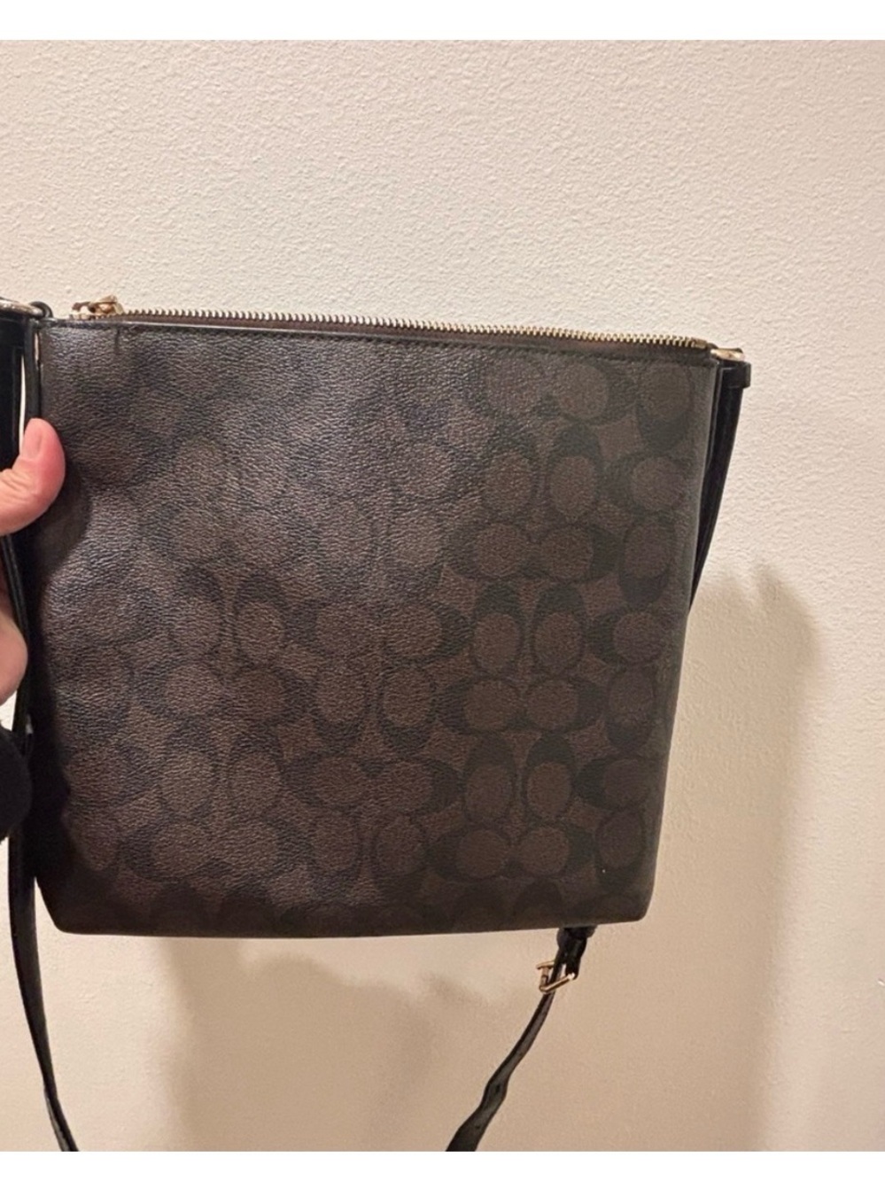Coach Signature Brown and Black Crossbody Bag - Picture 2 of 10